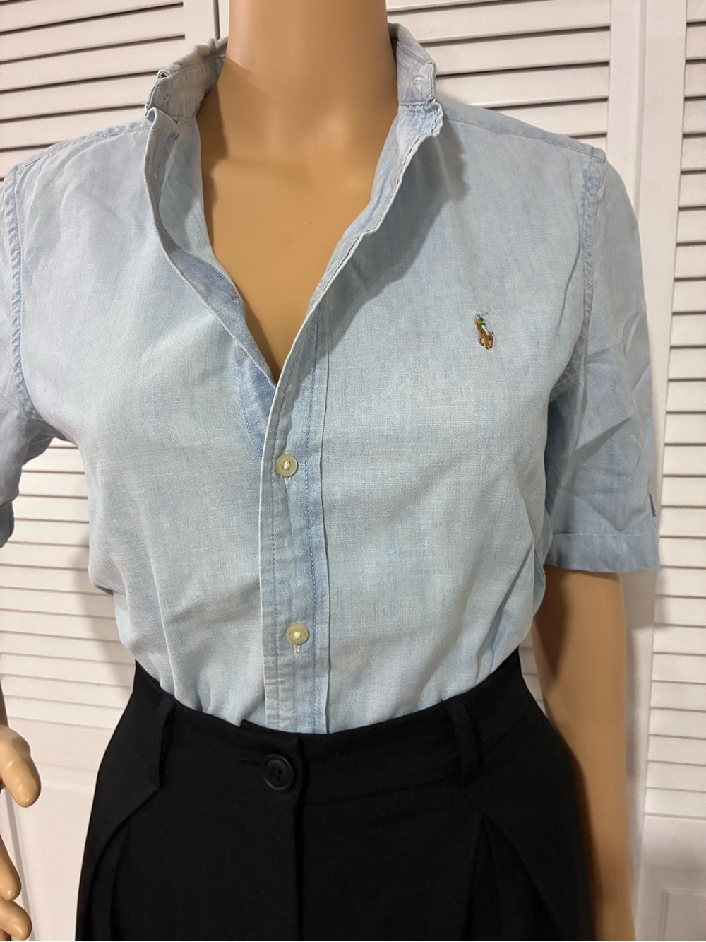 Ralph Lauren Pale Blue Short-Sleeve Button-Down Shirt